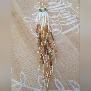 Elegant Multicolor Beaded Tassel Earrings Christmas Season